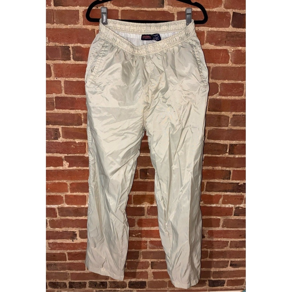 Retro Champs Sports Men's Nylon Windbreaker Track Pants Beige Cream‎ L